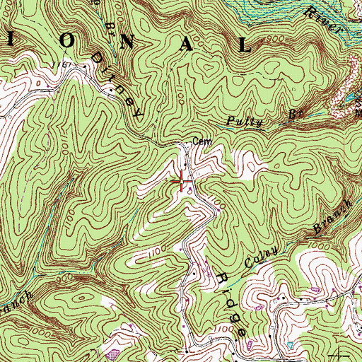 Topographic Map of Ditney Ridge, KY