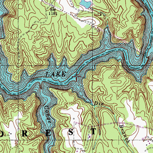 Topographic Map of Dix Branch, KY