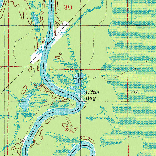 Topographic Map of Little Bay, AR