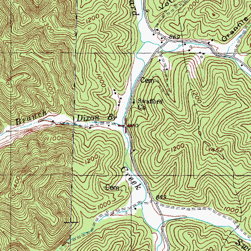 Topographic Map of Dixon Branch, KY