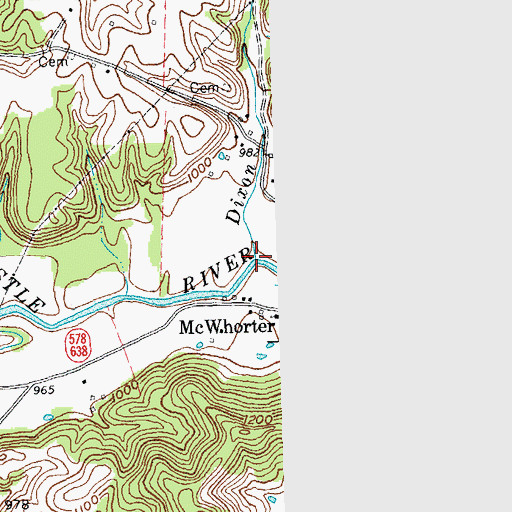 Topographic Map of Dixon Branch, KY