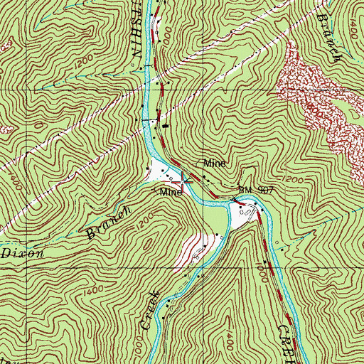Topographic Map of Dixon Branch School, KY