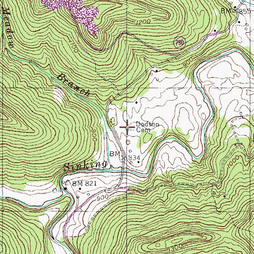 Topographic Map of Dodson Cemetery, KY