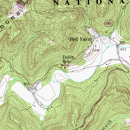 Topographic Map of Dolen School, KY