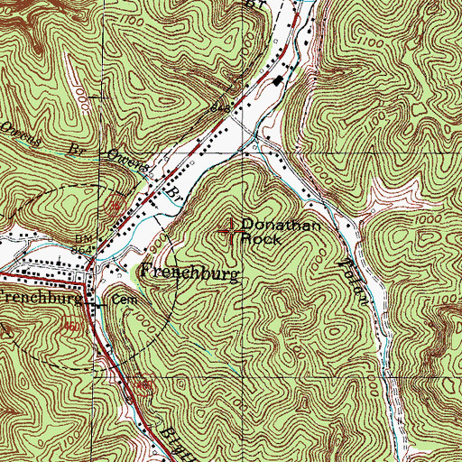 Topographic Map of Donathan Rock, KY