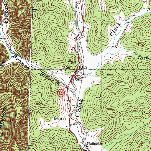 Topographic Map of Clark Branch, KY