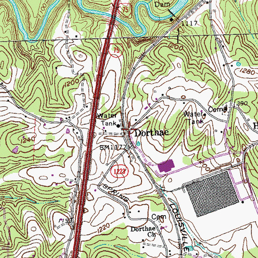 Topographic Map of Dorthae, KY