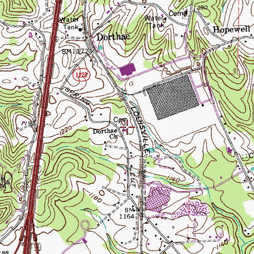 Topographic Map of Dorthae Church, KY