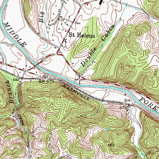Topographic Map of Double Cabin Creek, KY