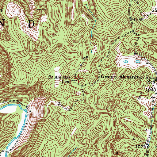 Topographic Map of Double Oak Cemetery, KY