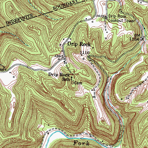 Topographic Map of Drip Rock School, KY