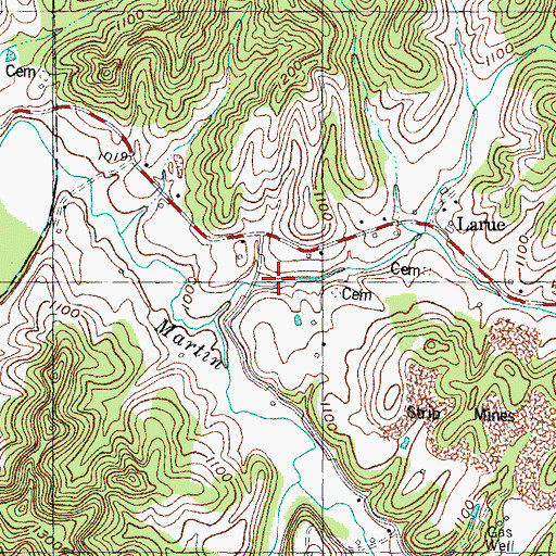 Topographic Map of Dripping Springs School, KY