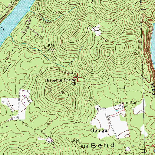 Topographic Map of Drippling Spring Church, KY