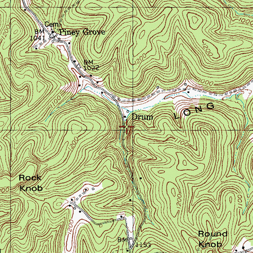 Topographic Map of Drum, KY