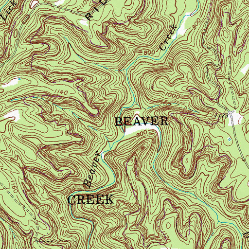 Topographic Map of Drury Branch, KY