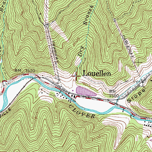 Topographic Map of Dry Branch, KY
