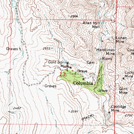 Topographic Map of Gold Spring Mine, AZ