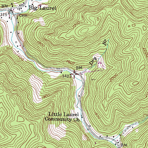 Topographic Map of Dry Branch, KY