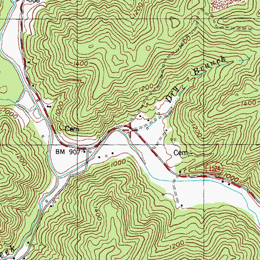 Topographic Map of Dry Branch, KY