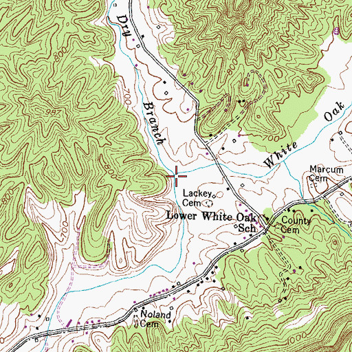 Topographic Map of Dry Branch, KY