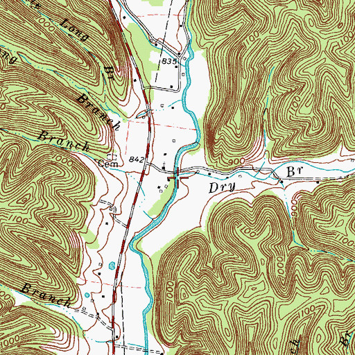 Topographic Map of Dry Branch, KY