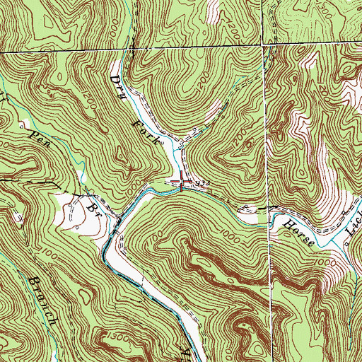 Topographic Map of Dry Fork, KY