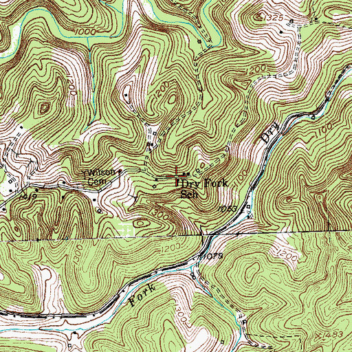 Topographic Map of Dry Fork School, KY