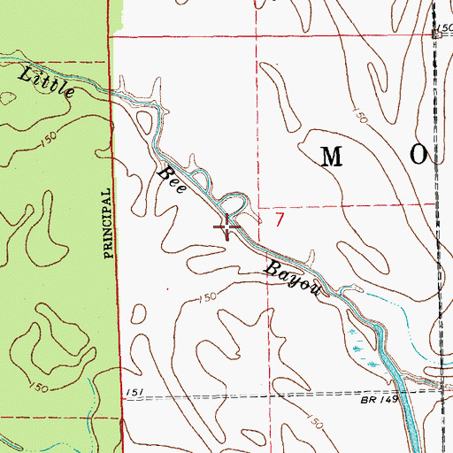 Topographic Map of Little Bee Bayou, AR