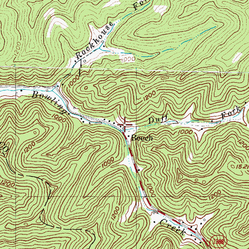 Topographic Map of Duff Fork, KY