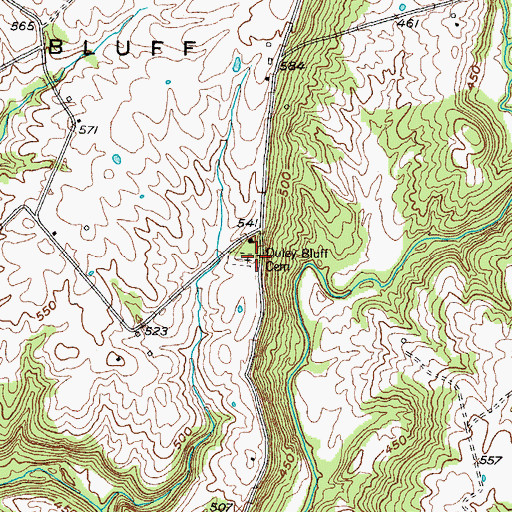 Topographic Map of Duley Bluff Cemetery, KY