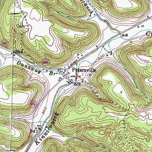 Topographic Map of Dunaway Branch, KY