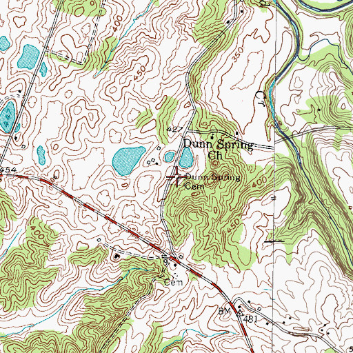 Topographic Map of Dunn Spring Cemetery, KY