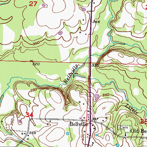 Topographic Map of Little Bellville Creek, AR