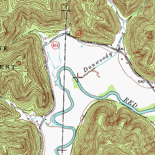 Topographic Map of Dunwoody Branch, KY