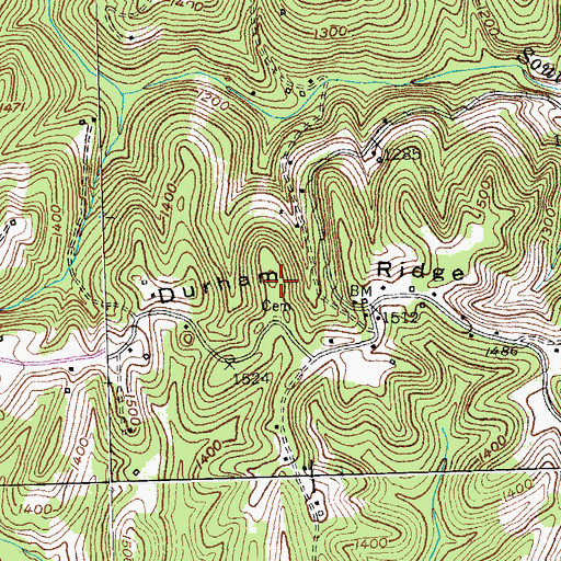 Topographic Map of Durham Ridge, KY