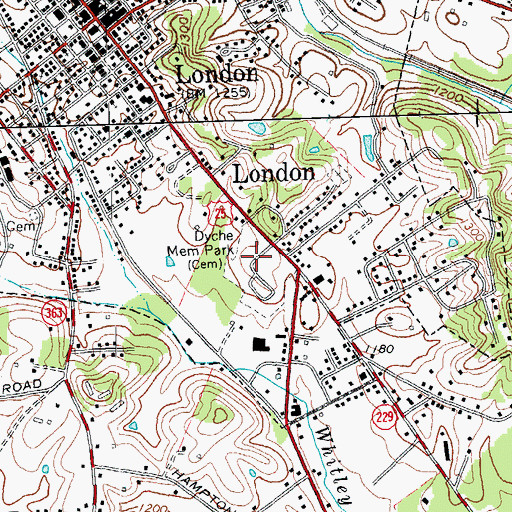 Topographic Map of Dyche Memorial Park, KY