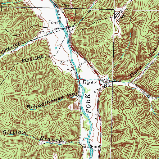 Topographic Map of Dyer Branch, KY