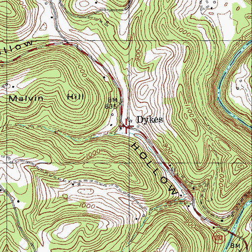 Topographic Map of Dykes, KY