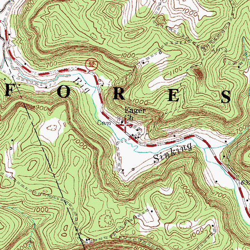 Topographic Map of Eager Church, KY