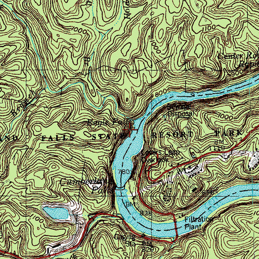 Topographic Map of Eagle Falls, KY