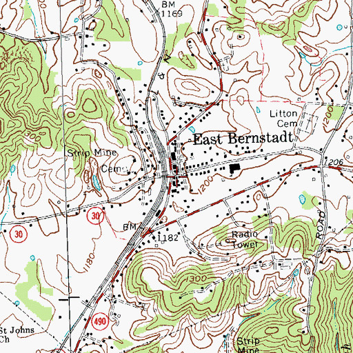 Topographic Map of East Bernstadt, KY