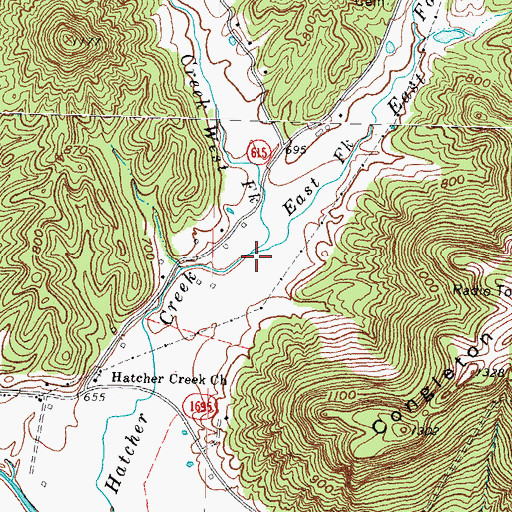 Topographic Map of East Fork Hatcher Creek, KY