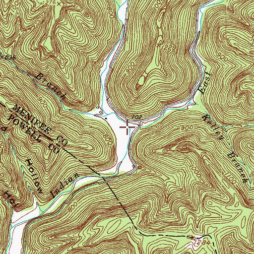 Topographic Map of East Fork Indian Creek, KY