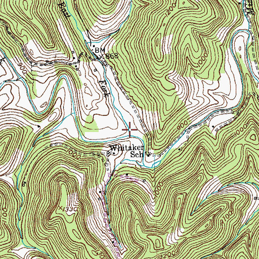 Topographic Map of East Fork Skegg Creek, KY