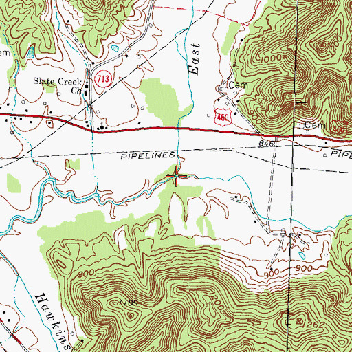 Topographic Map of East Fork Slate Creek, KY