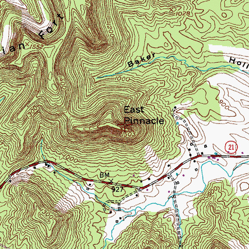 Topographic Map of East Pinnacle, KY
