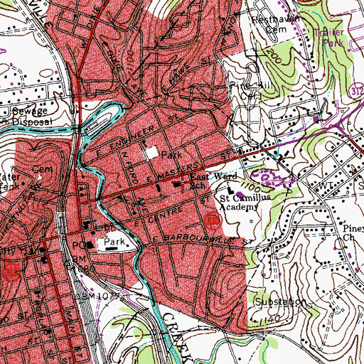 Topographic Map of East Ward School, KY