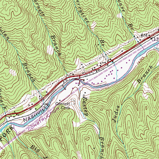 Topographic Map of Eastep Branch, KY