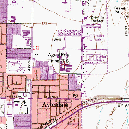 Topographic Map of Agua Fria High School, AZ