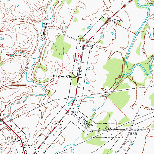 Topographic Map of Easter Church, KY